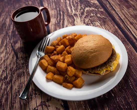 Breakfast Sandwich Blue Plate