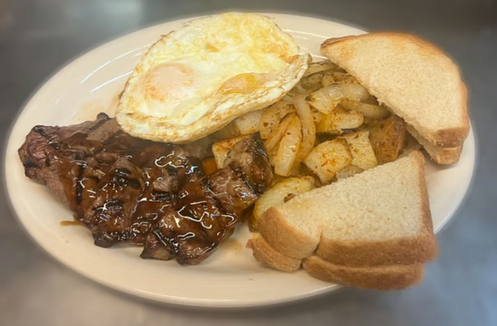 Breakfast Bourbon Steak Tips