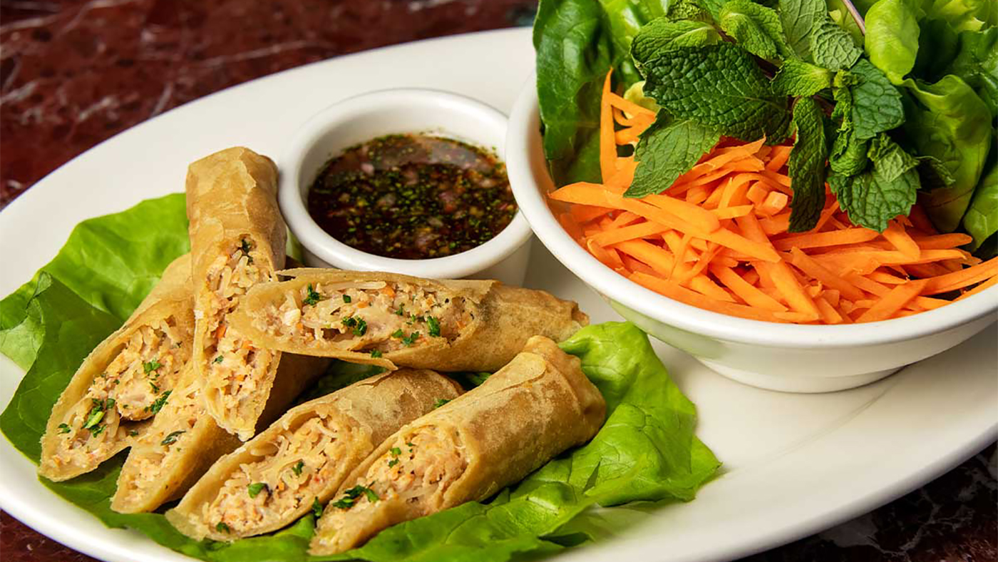 Crispy Thai Shrimp and Chicken Spring Rolls
