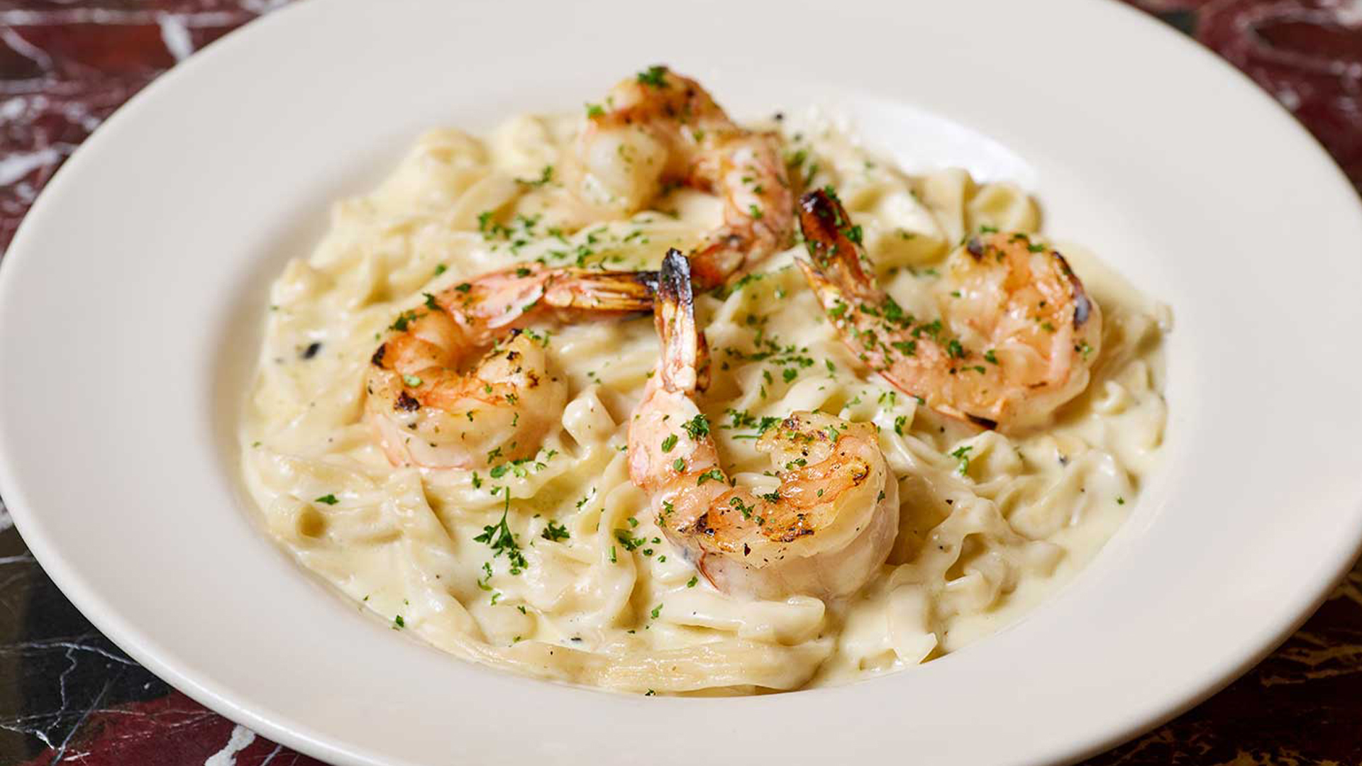 Lunch Special Fettucini Alfredo with Shrimp