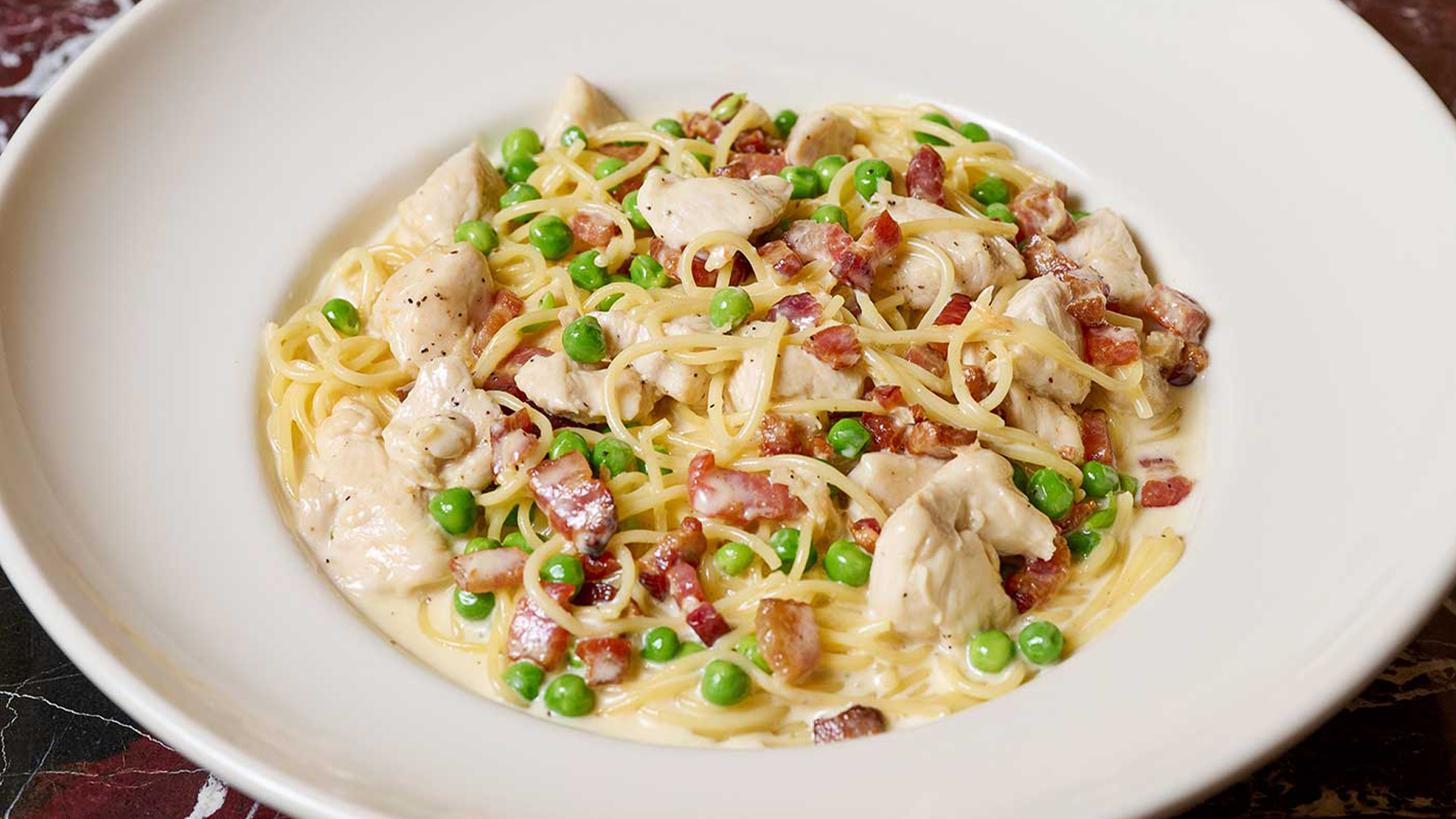 Lunch Special Pasta Carbonara with Chicken