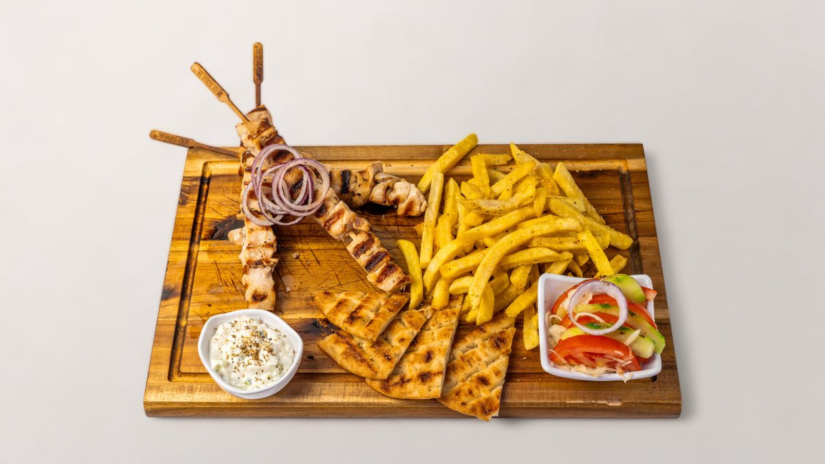 Souvlaki Chicken mit Pommes