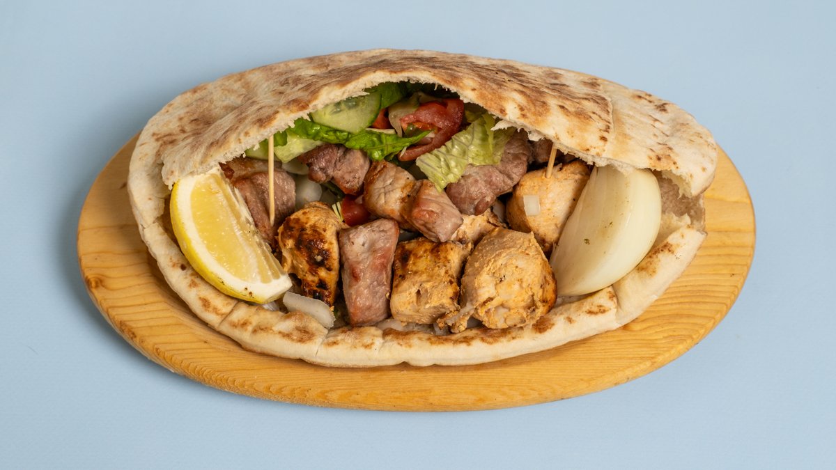 Pork and Chicken Souvlaki Cypriot Pita