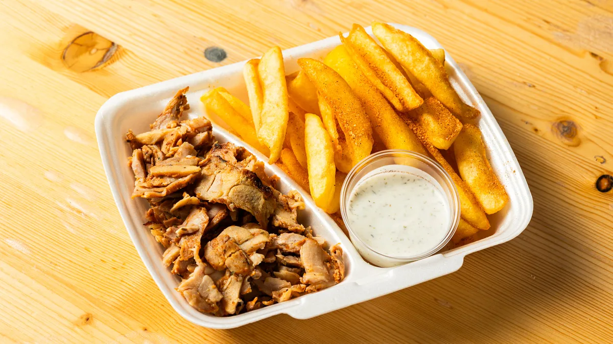 Gyros hús sült burgonyával