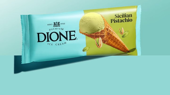 DIONE pistaatsiajäätis vahvlikoonuses
