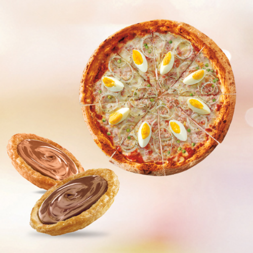 1 Pizza Portuguesa + 2 Esfihas Folhadas