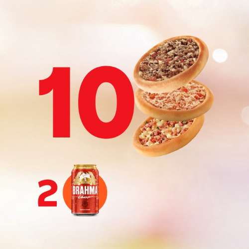 10 Esfihas Especiais + 2 Cervejas Lata