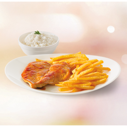 Filé de Frango Grelhado com Arroz e Frit