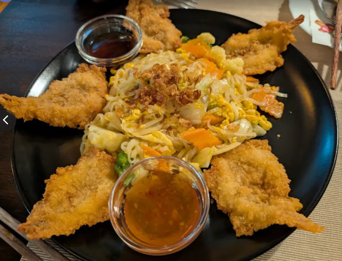 42. Sült tempura rák sült rizstésztával