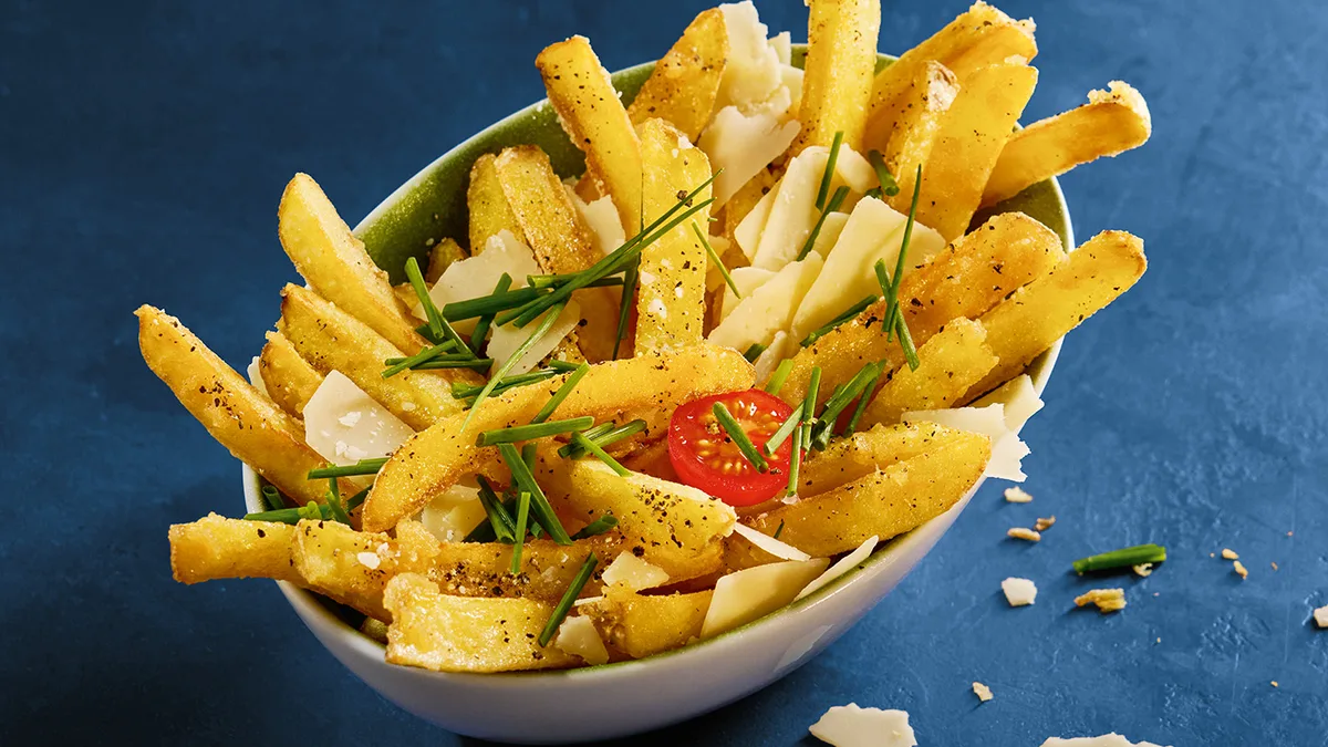 Knoblauch-Käse-Fritten
