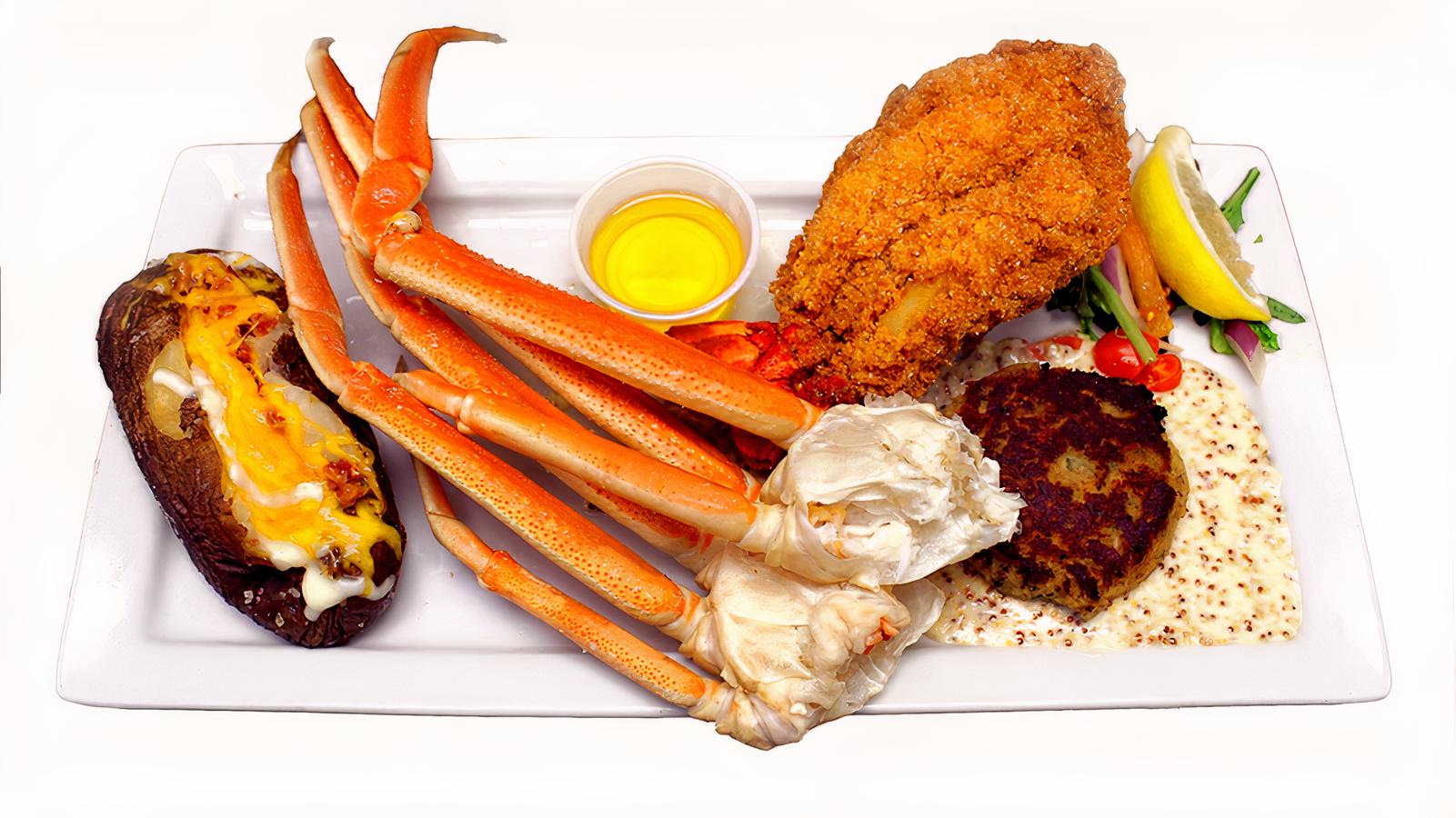 1/2 Snow Crab, Crab cake, Lobster tail