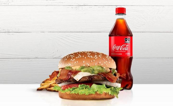 Paquete Guacamole Bacon Burger con Coca Cola Regular 600ml.