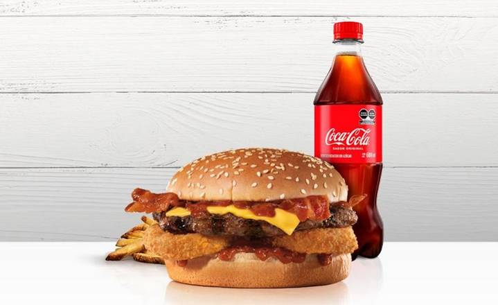 Paquete Western Bacon Cheeseburger con Coca Cola Regular 600ml.