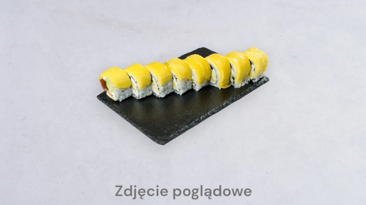 1. MANGO ROLLS:PAPIER SOJOWY, SEREK PHILADELPHIA, KIWI, MANGO, BITA ŚMIETAN