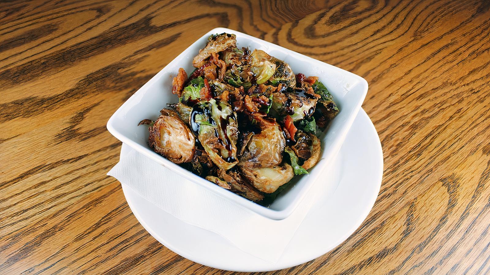 Crispy Brussels Sprouts w/Bacon and Balsamic Glaze