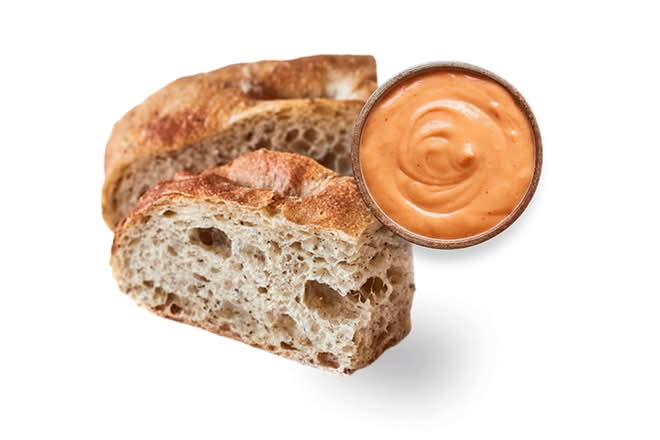 Focaccia Bread with Red Coconut Curry Sauce