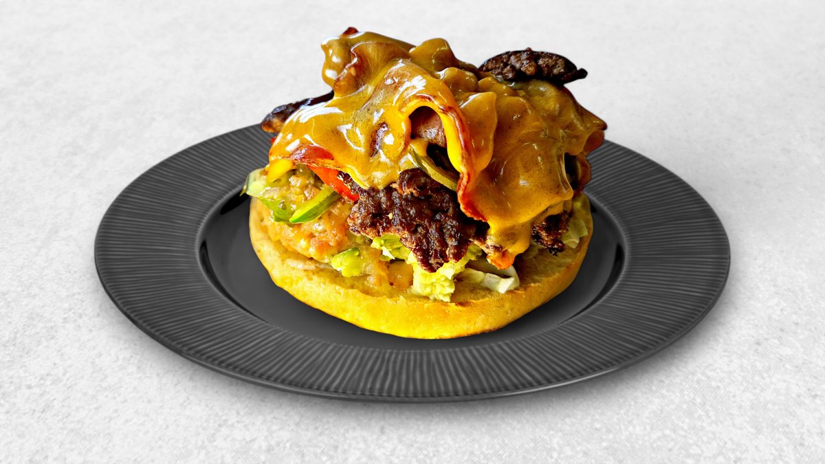 Pulled BRISKET Burger  mit Pommes