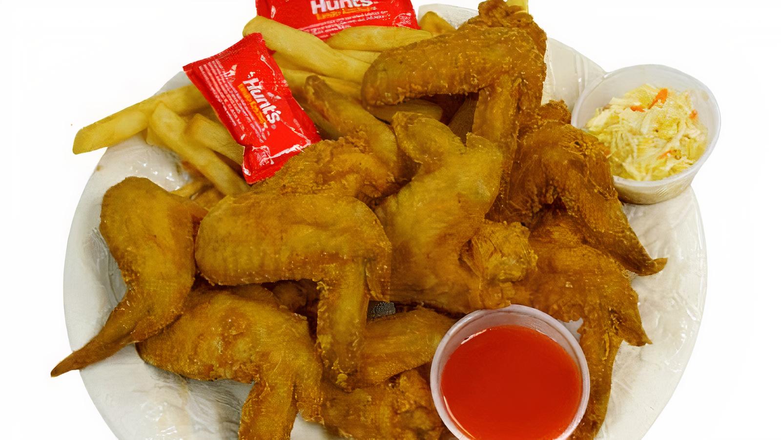 10 Wings with Fries and Coleslaw
