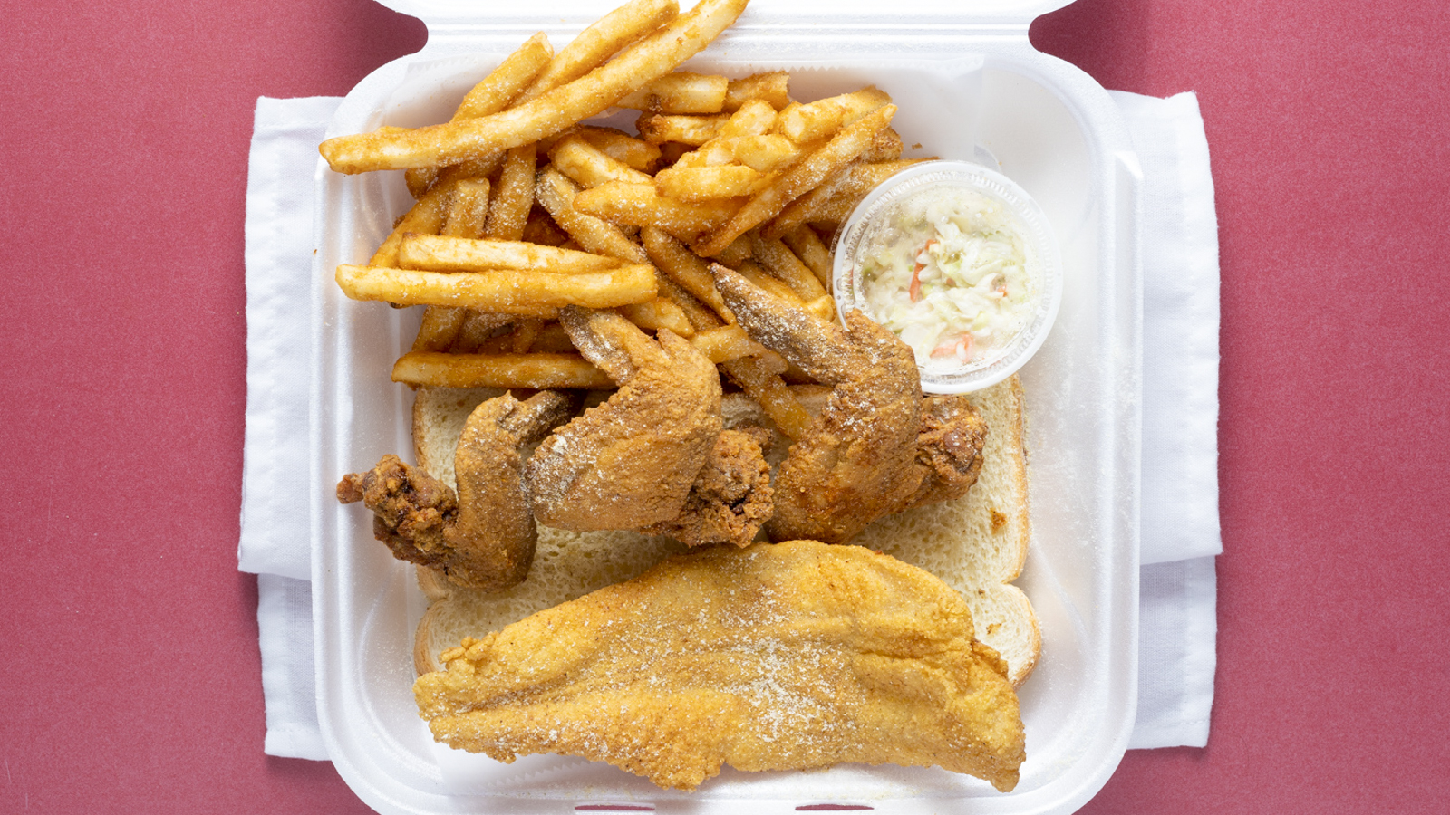 3. 1 Pc. Catfish and 3 Wings with Fries and Drink