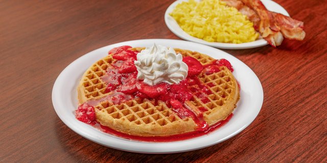Strawberry Waffle Platter W/ Bacon