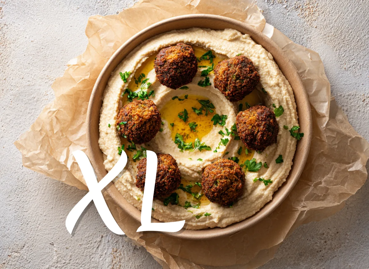 XL Hummusz falafellel, pitával