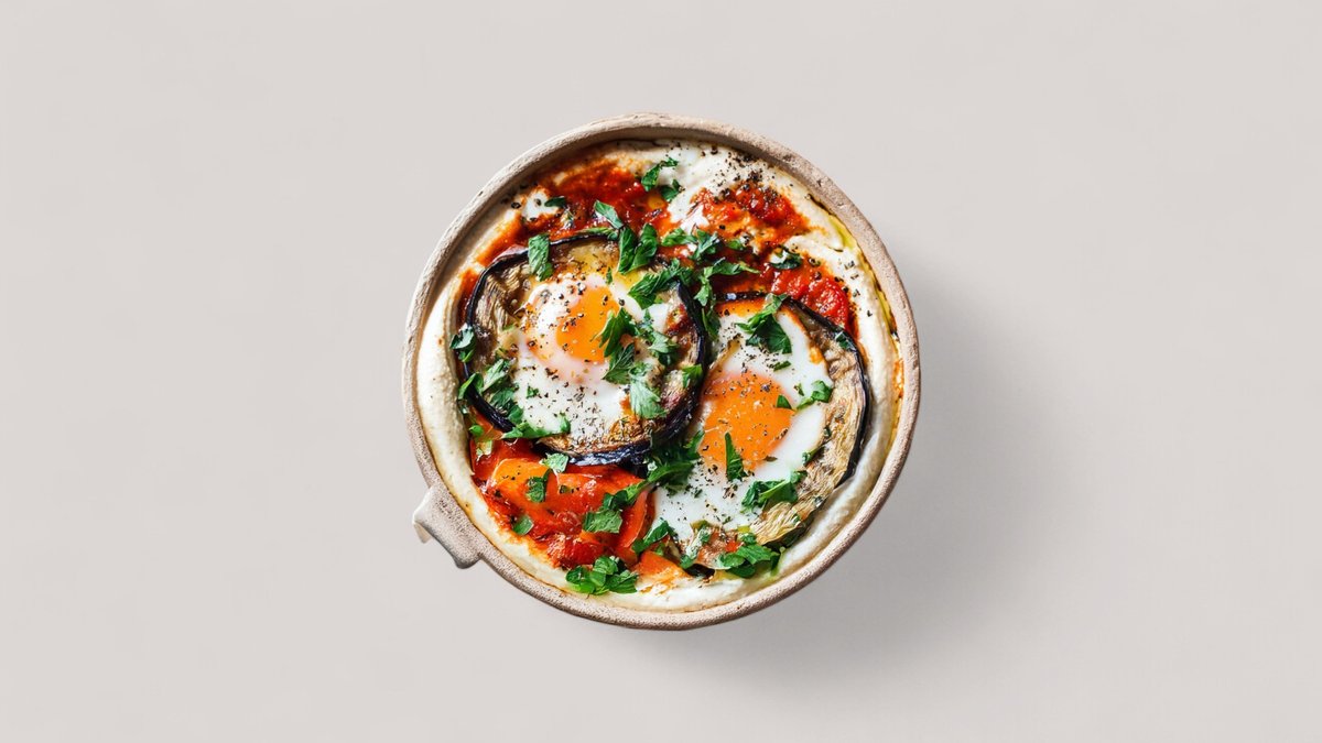 XL Shakshuka hummusszal, pitával
