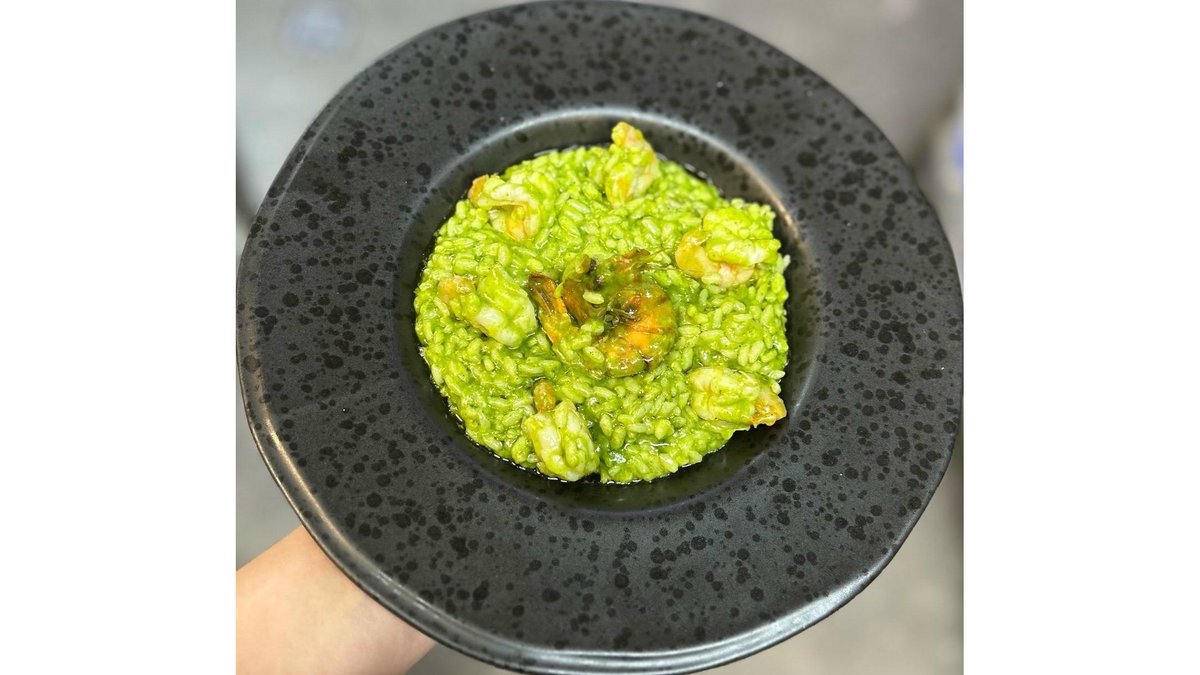 Risotto con Spinaci and Gamberi