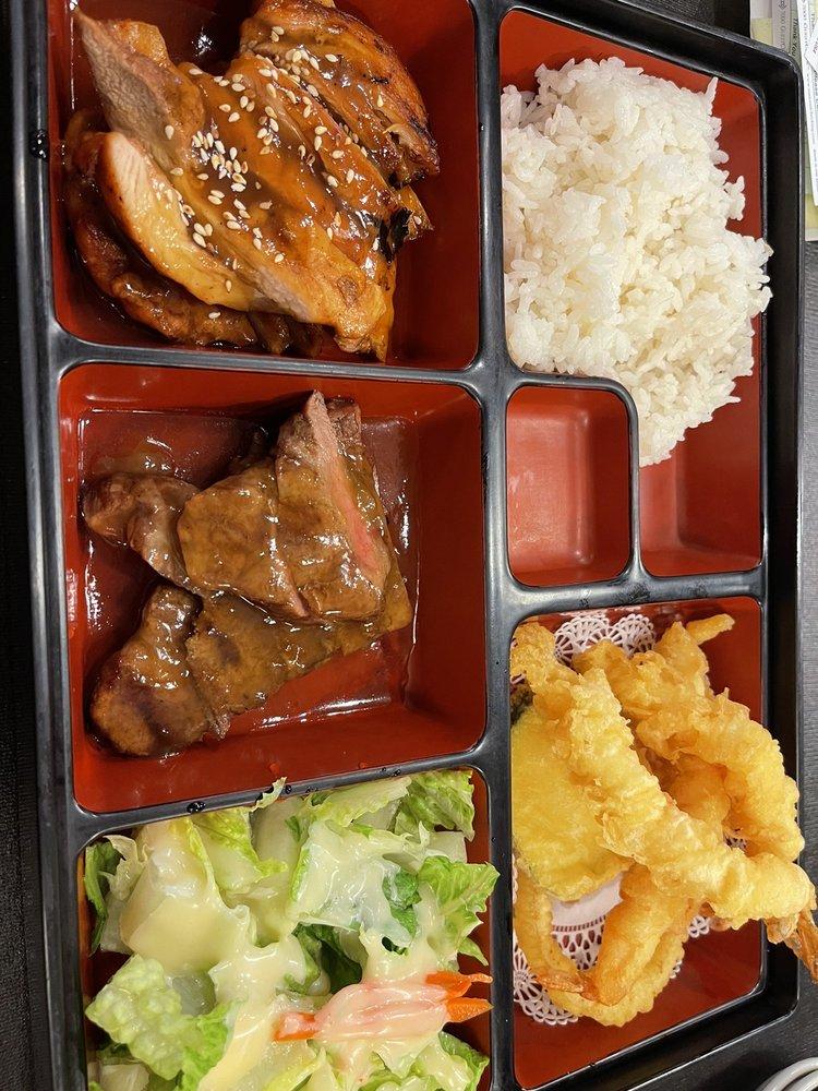 Beef, Chicken Teriyaki and Tempura box