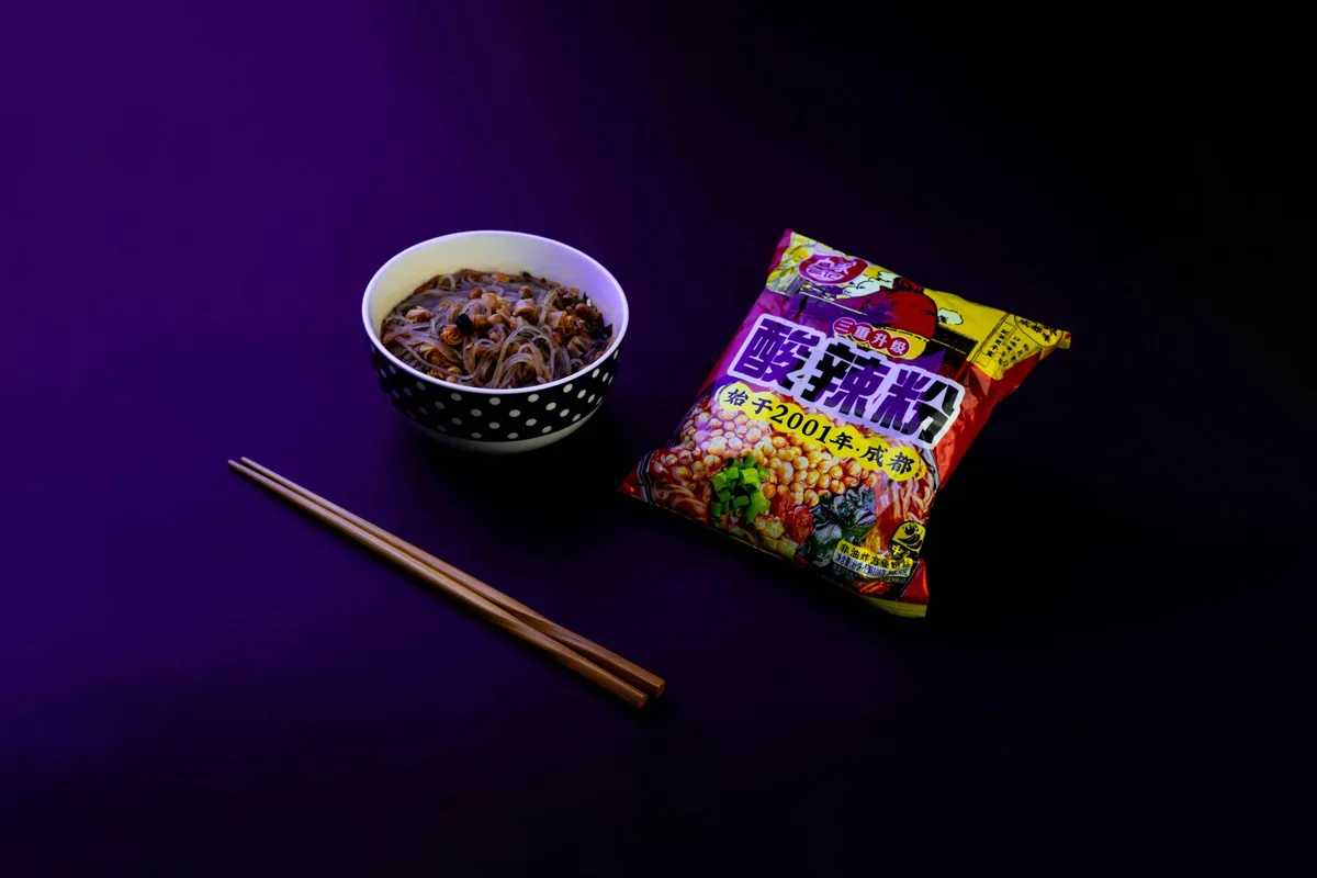 Wheat noodles with beans