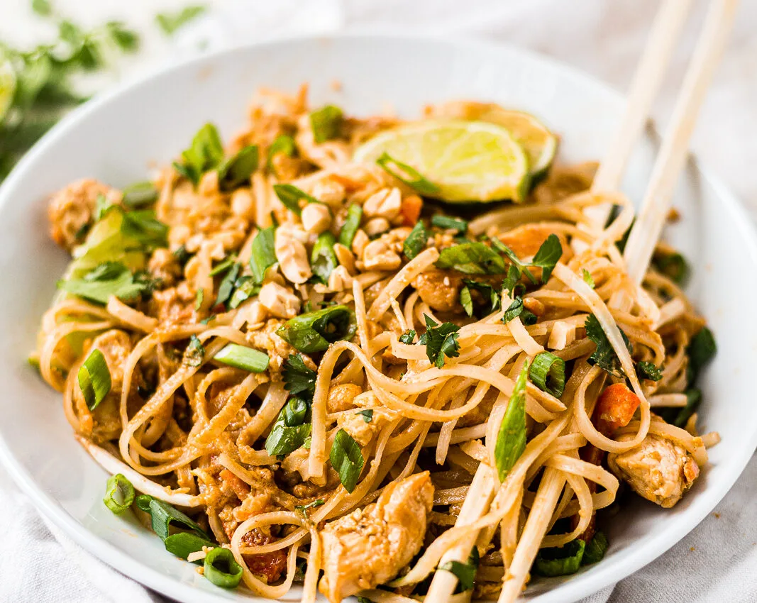 Pad thai chicken noodles + cheese naan