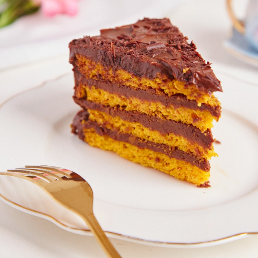 Bolo De Cenoura C/ Brigadeiro - Fatia