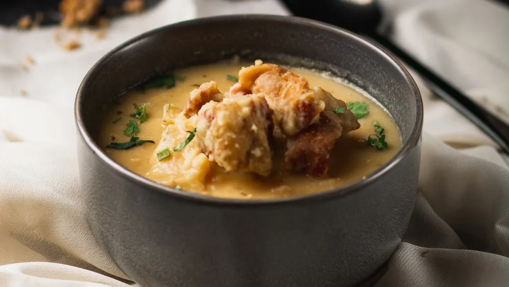 Chickpea soup with with smoked rib