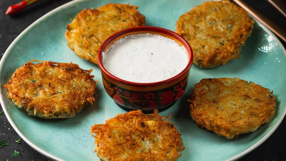 Crispy potato pancakes with sauce