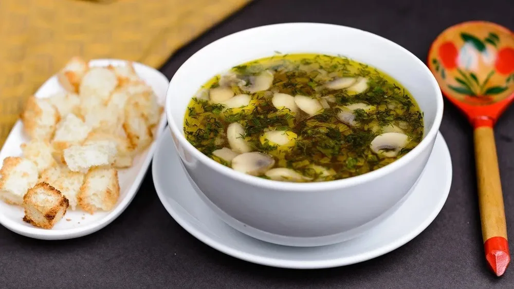 Mushroom Soup with croutons