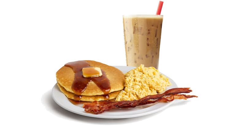 Flapjack Breakfast with Iced Coffee (Hearty Breakfast Plates)
