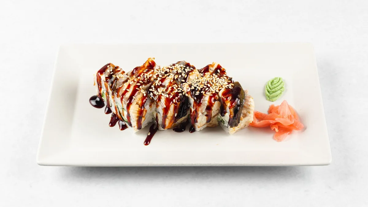 Unagi Onigaro uramaki (8 kosov)