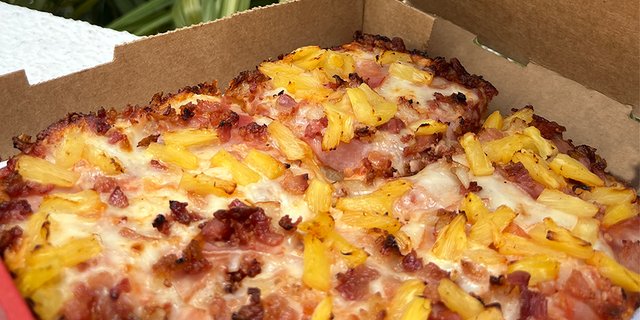 Aloha BBQ Chicken Corner Pizza