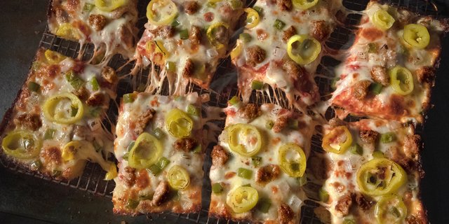 Detroit-Style Eugene Supreme Pizza