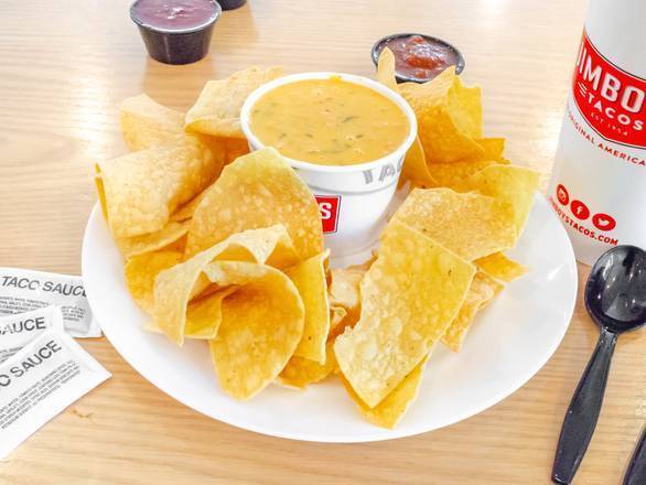 Queso (8 oz) and  2  of bags Chips