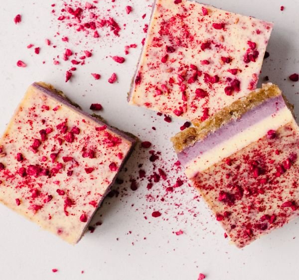 Raw Passionfruit and Raspberry Square
