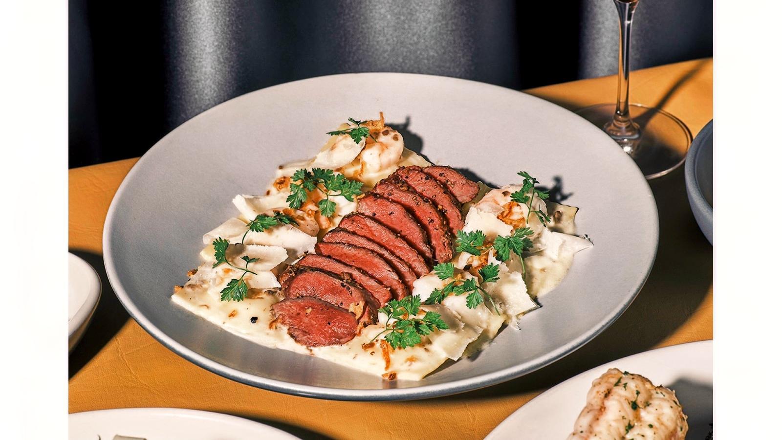 Steak and Ravioli Bianco