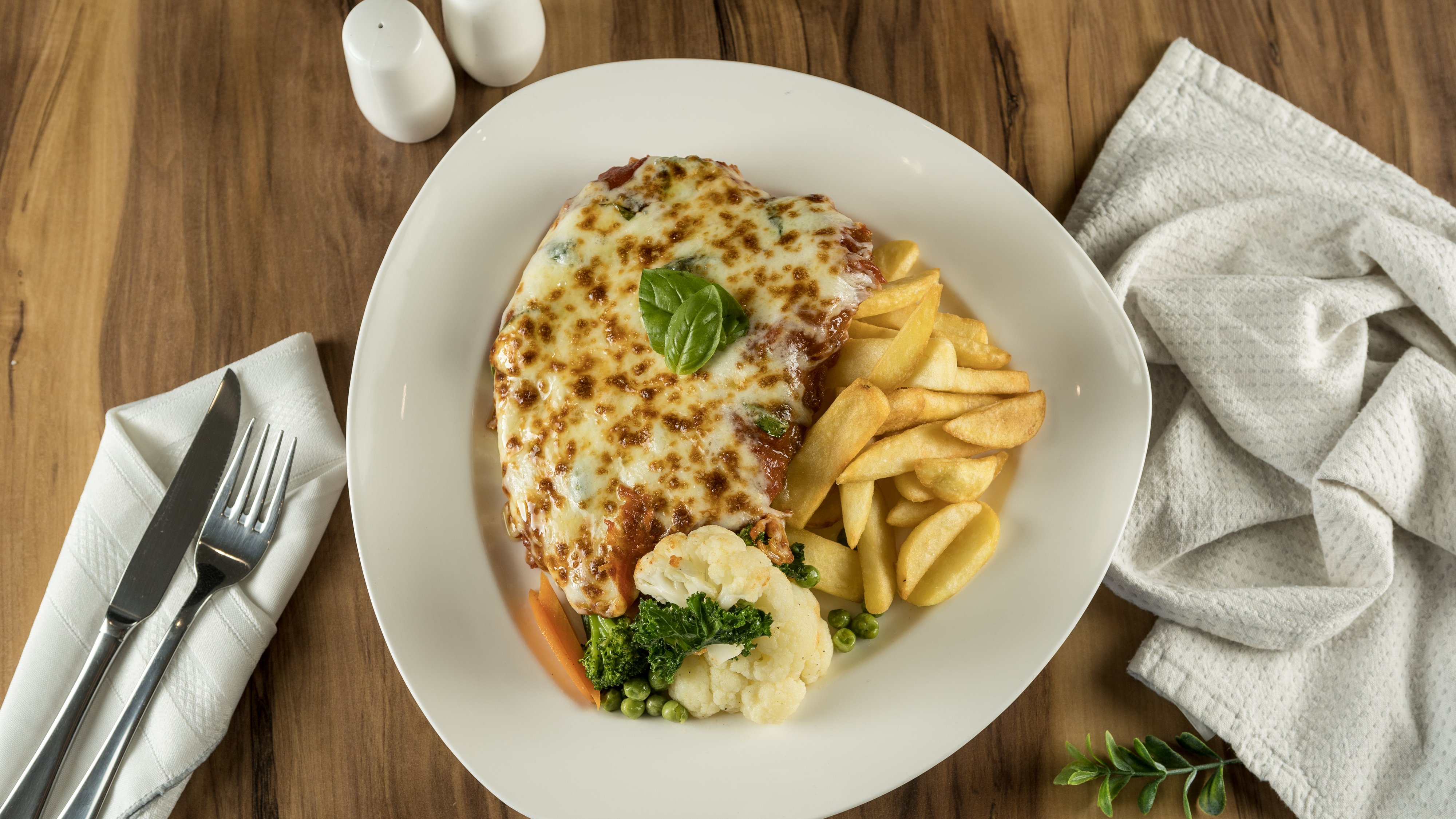 Chicken Parmigiana and Chips