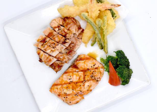 Lunch Chicken and Salmon Teriyaki