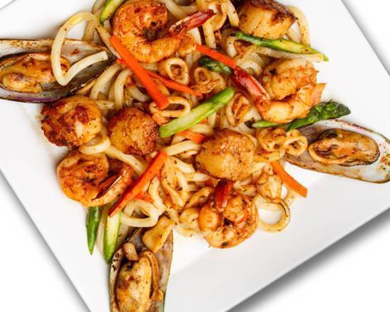Spicy Seafood Udon Pasta