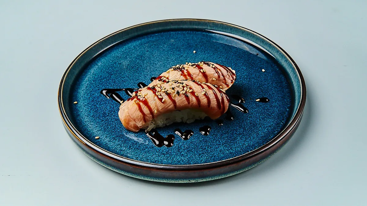 R11. Salmon-Avocado Nigiri Flambéed