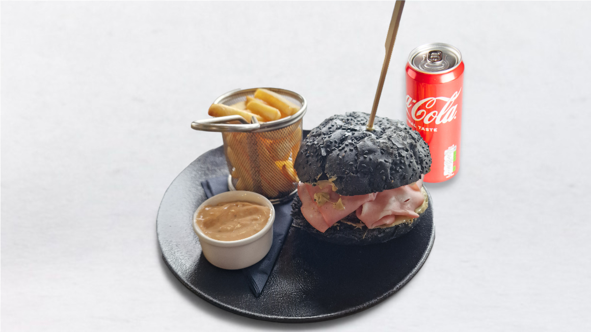 Pistacio burger in pijača po izbiri