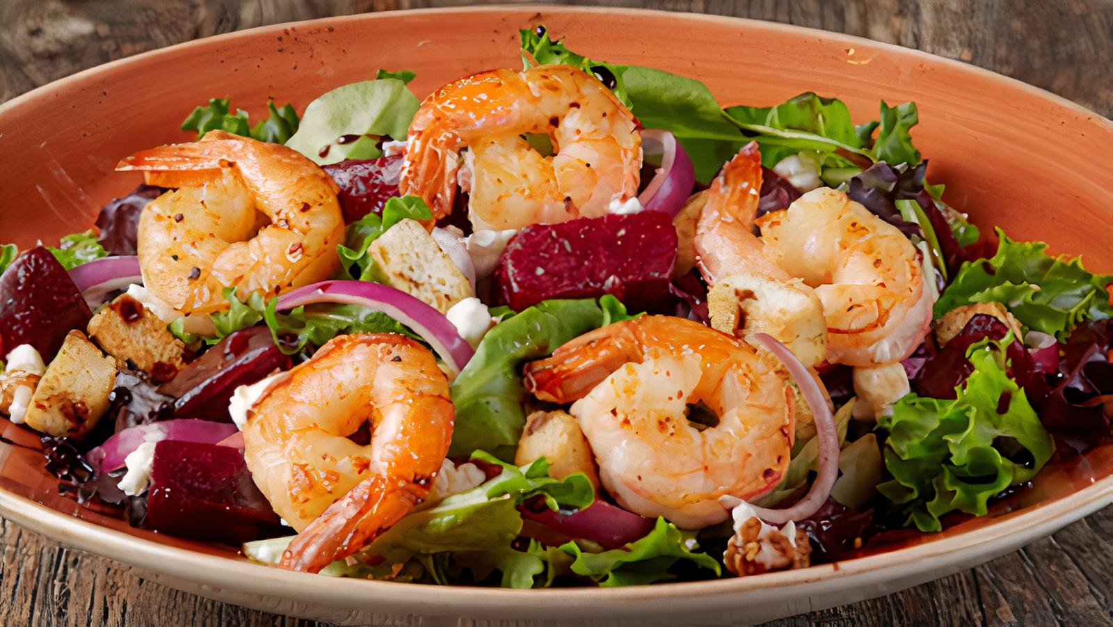 Shrimp, Beet and Goat Cheese Salad