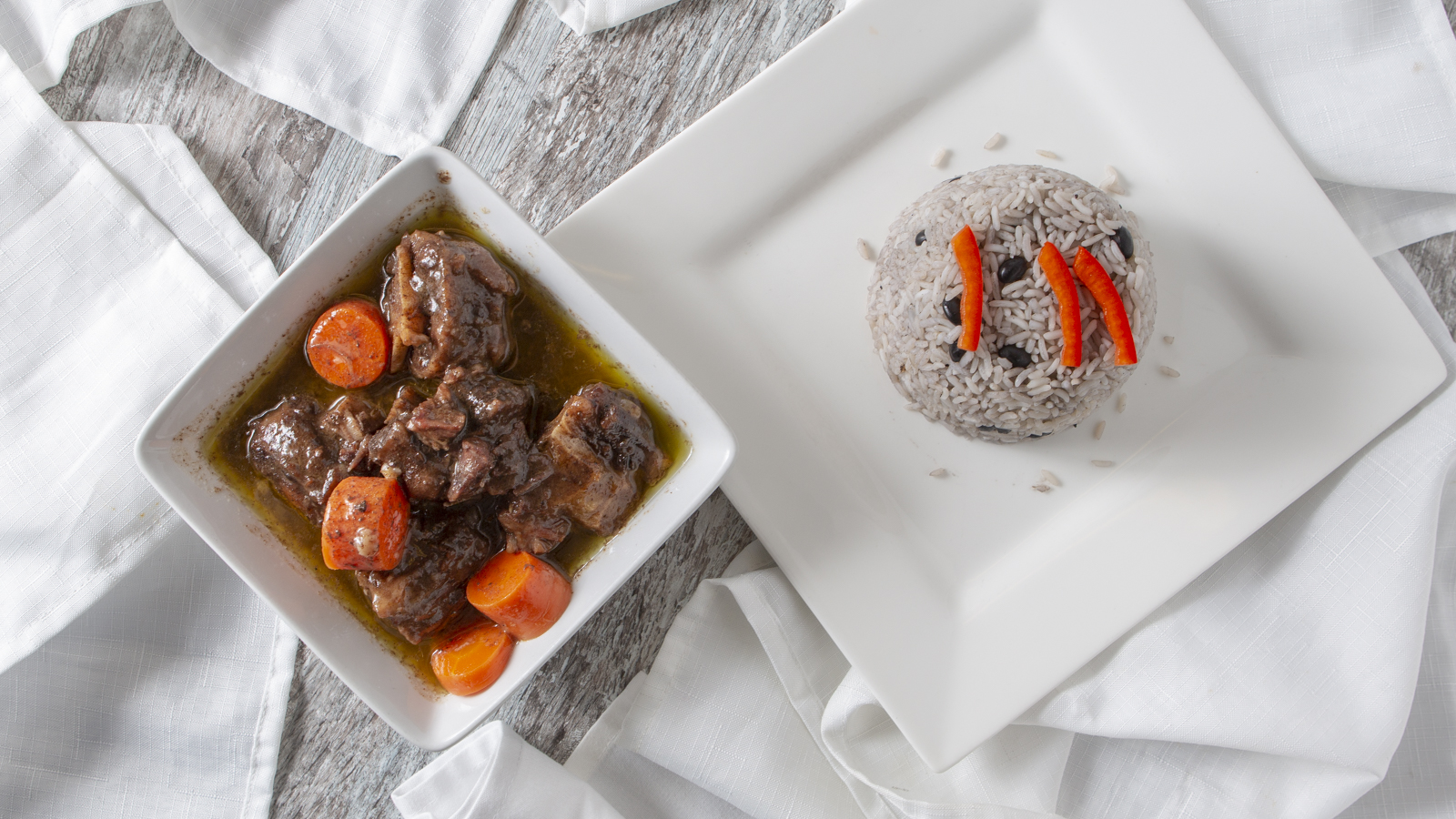 Oxtail Served with Rice and Beans
