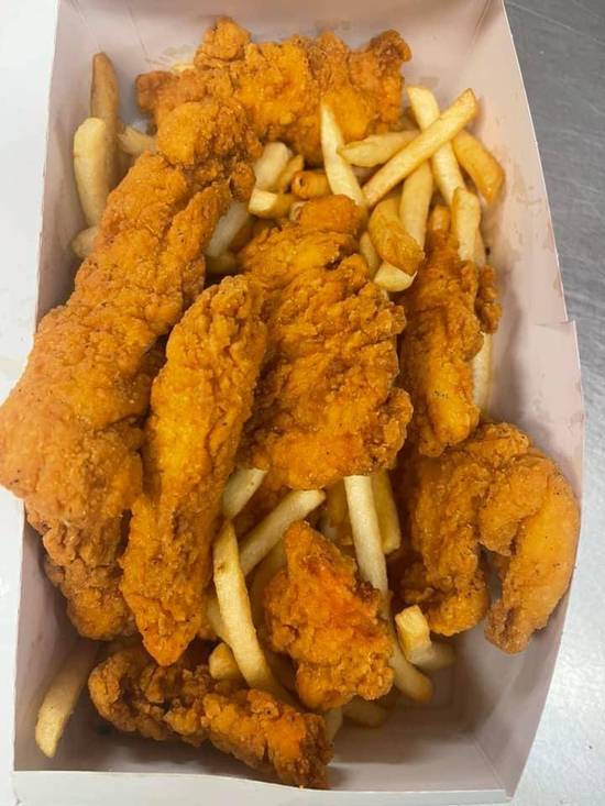25 pc mix chicken with large box fries and 2 liters soda