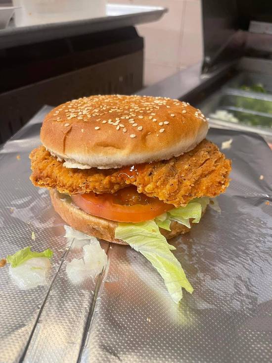 Chicken sandwich with ff and soda